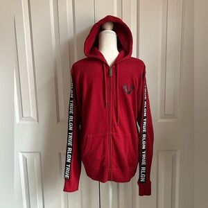 TRUE RELIGION Men's Zip-UP Sweater, Hoodie, Red, Size Medium